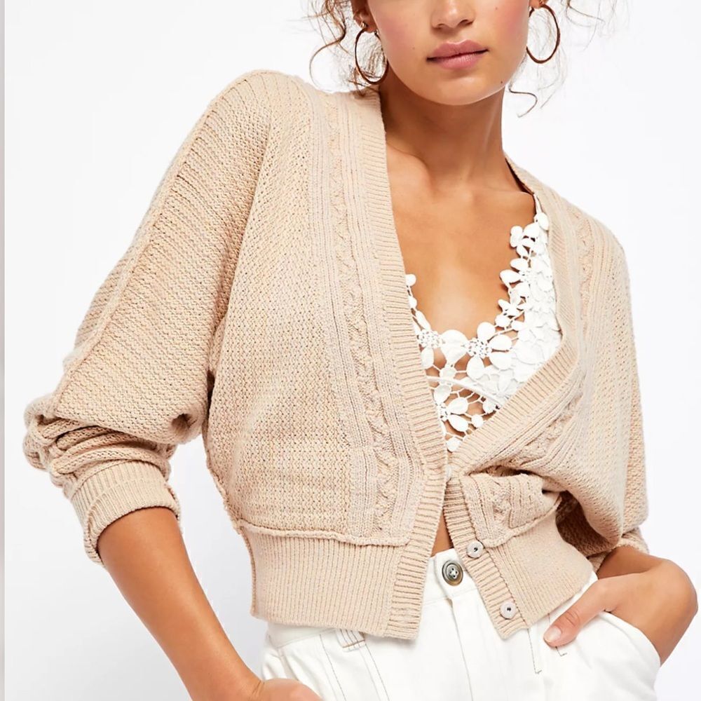 NWT Free People Moon River Cardigan Sweater Knit Cardigan Neutral Earthy Chic